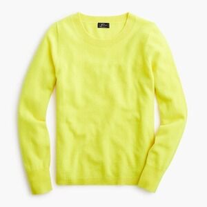 NWT! J.Crew Citron 100% Cashmere Crew Long Sleeve Sweater Small